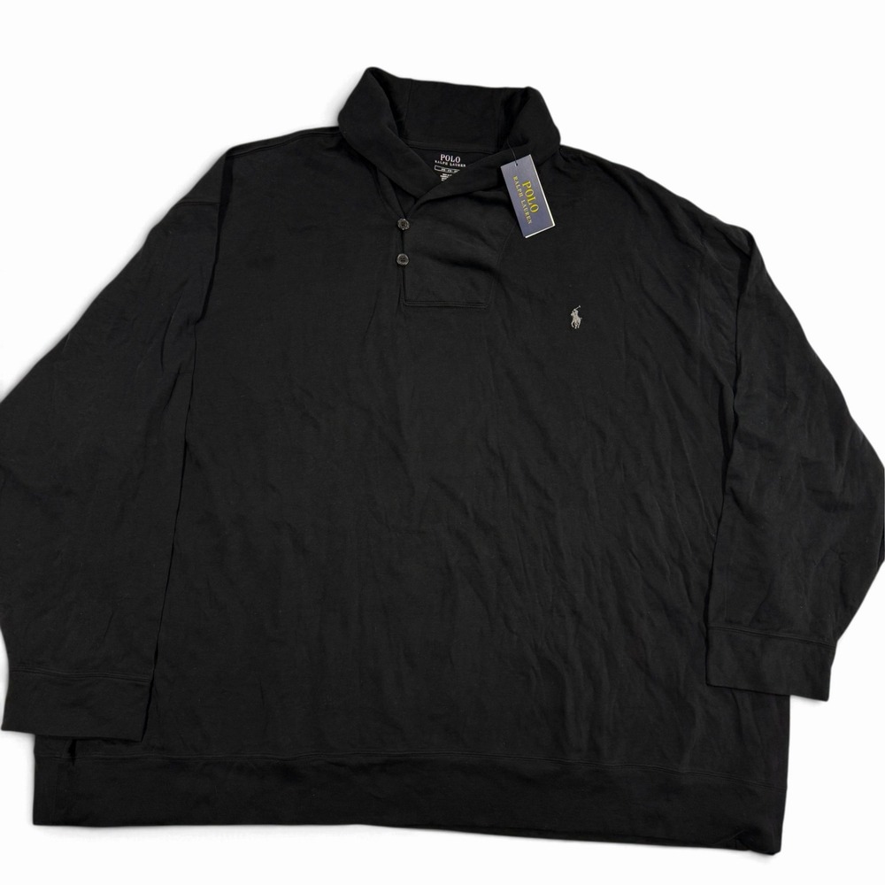 Polo Ralph Lauren Shawl Collar Pullover Sweater Mens 6XB Big & Tall Black NWT